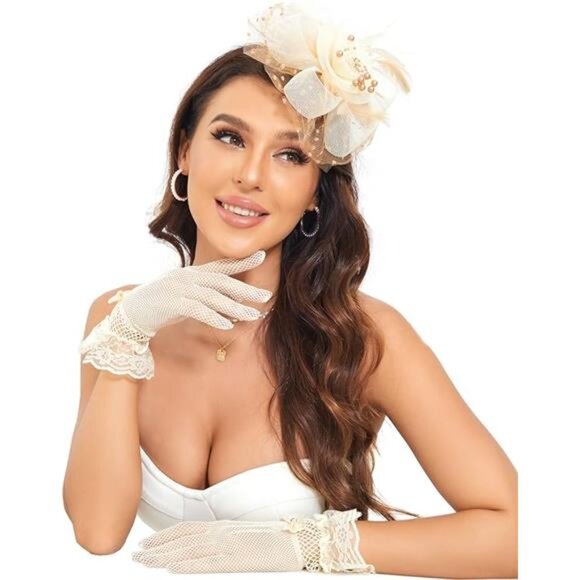 Hat Clip Hat Wedding Cocktail Tea Party Headwear and Short Lace - Picture 7 of 7